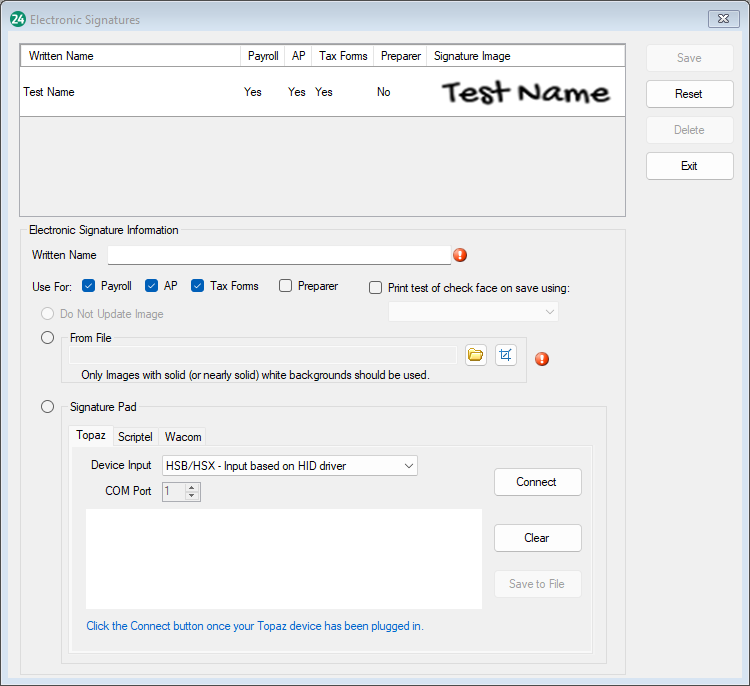 electronic signature setup